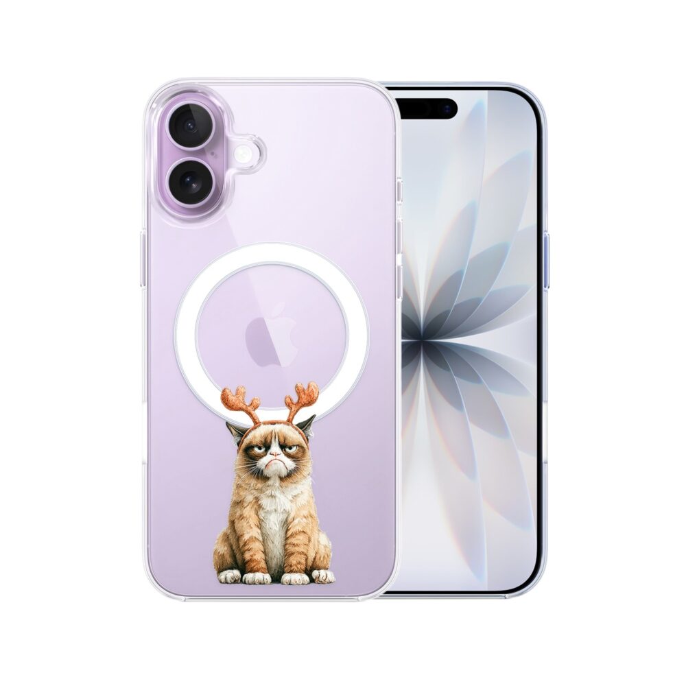 Etui do iPhone 17 z MagSafe, Przytulne święta, Kot który nie chciał być reniferem, przeźroczyste 17
