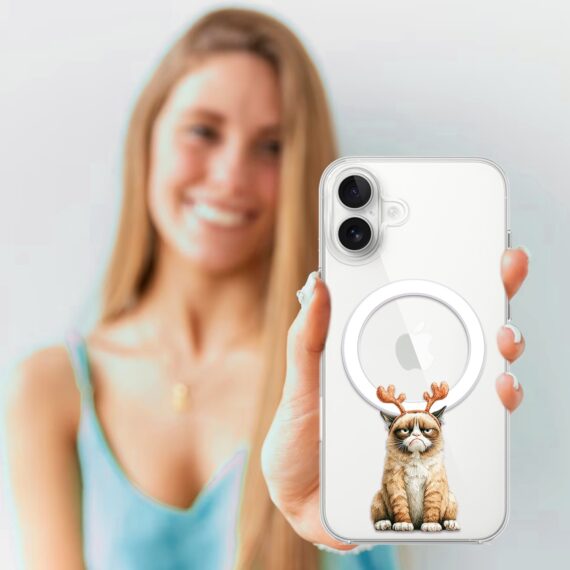 Etui do iPhone 17 z MagSafe, Przytulne święta, Kot który nie chciał być reniferem, przeźroczyste 17-4