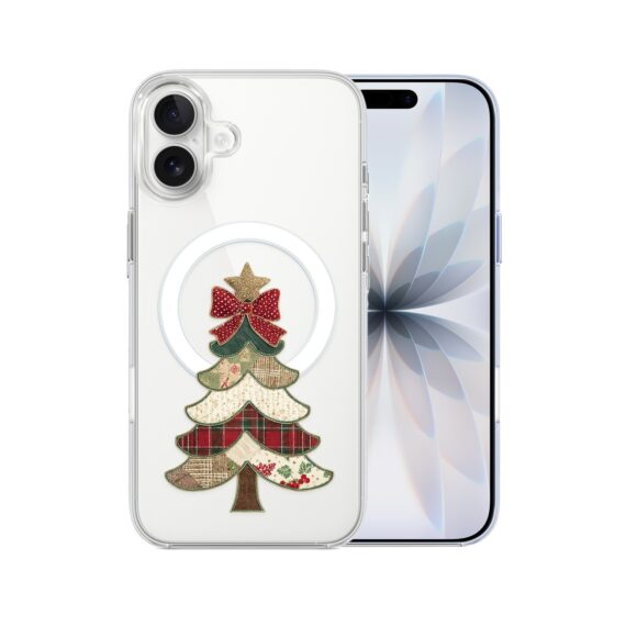 Etui do iPhone 17 z MagSafe, Przytulne święta, Kraciasta choinka, przeźroczyste 17