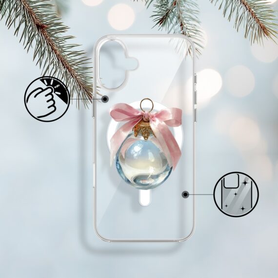 Etui do iPhone 17 z MagSafe Przytulne święta, Kryształowa bombka, przeźroczyste 17-1