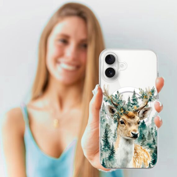 Etui do iPhone 17 z MagSafe, Przytulne święta, Leśny Jelonek, przeźroczyste 17-4