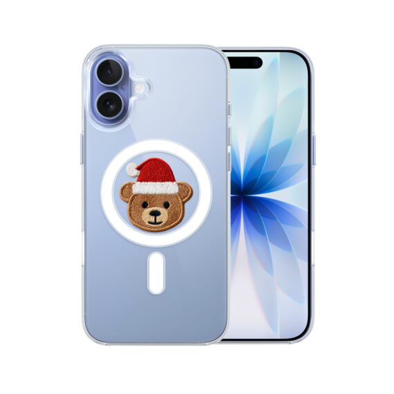 Etui do iPhone 17 z MagSafe, Przytulne święta, Miś Mikołajek, przeźroczyste 17