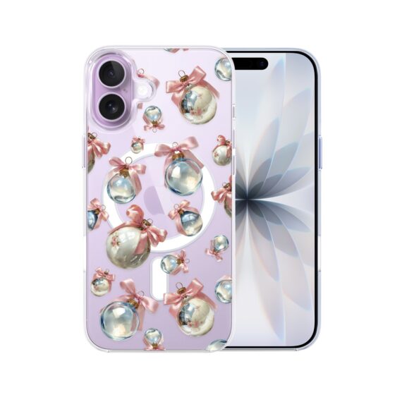 Etui do iPhone 17 z MagSafe, Przytulne święta, Pastelowe bombki, przeźroczyste 17