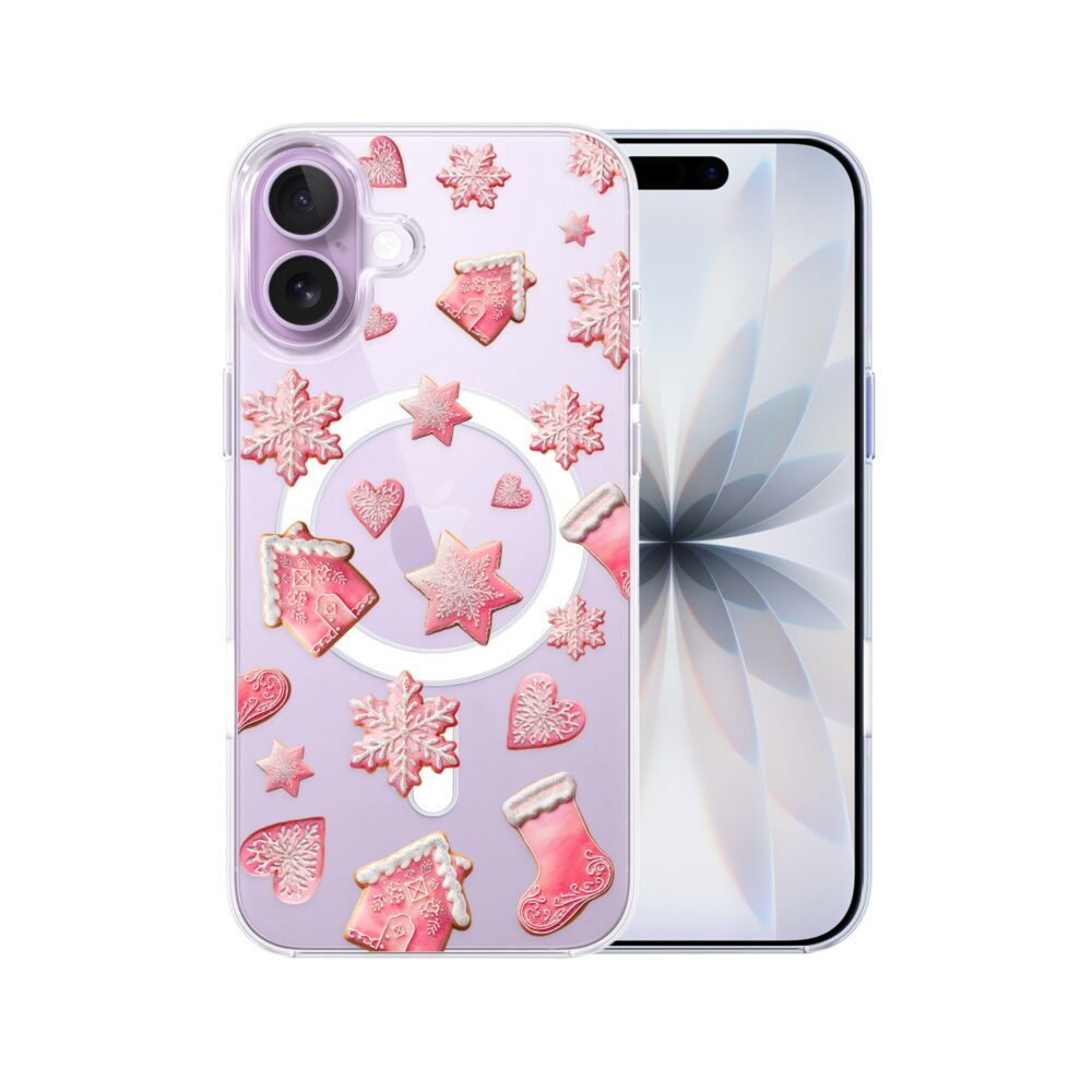 Etui do iPhone 17 z MagSafe, Przytulne święta, Różowe pierniczki, przeźroczyste17