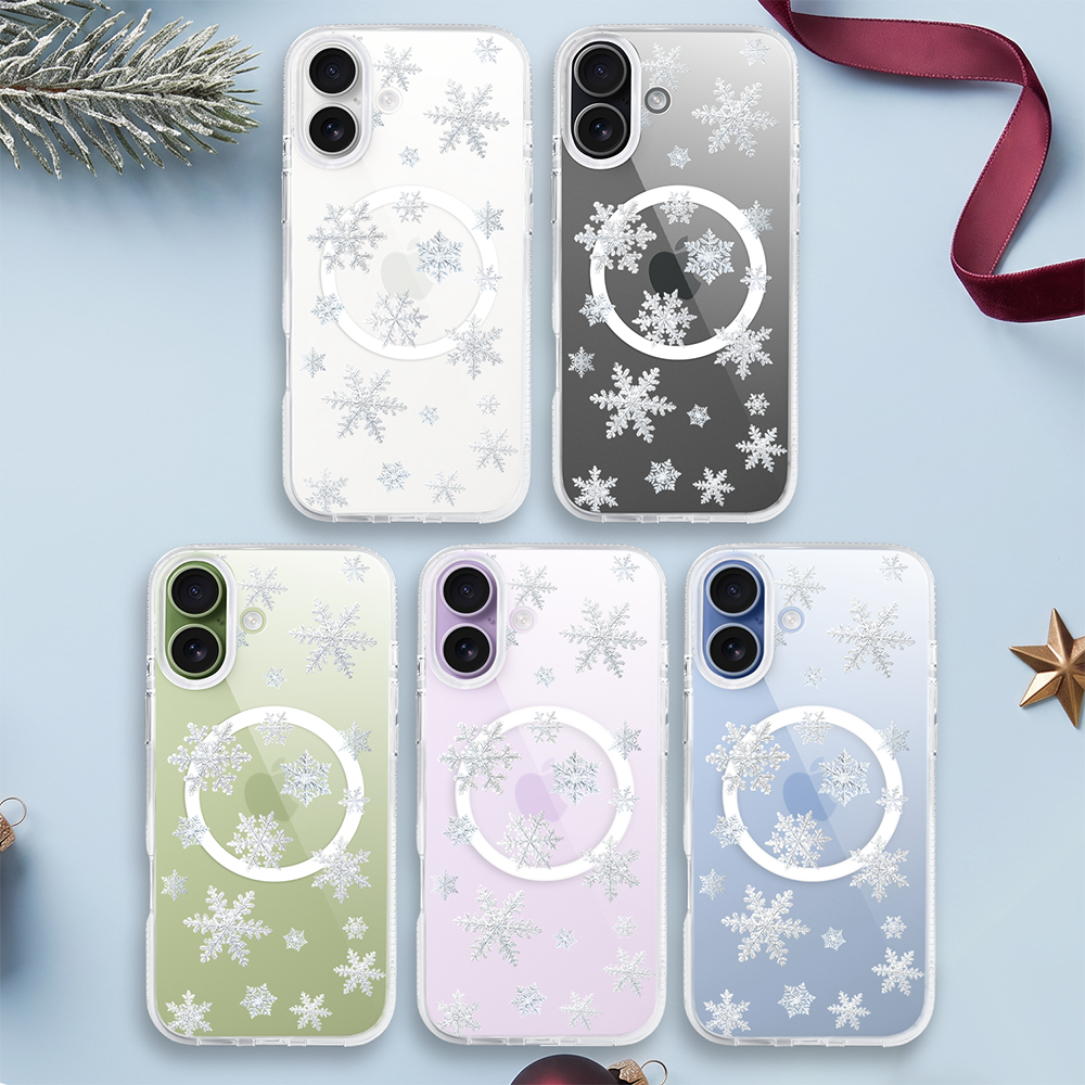 Etui do iPhone 17 z MagSafe, Zimowa Magia, Delikatne płatki śniegu, przeźroczyste ip17 3 etui do iphone 17 z magsafe, zimowa magia, delikatne płatki śniegu, przeźroczyste