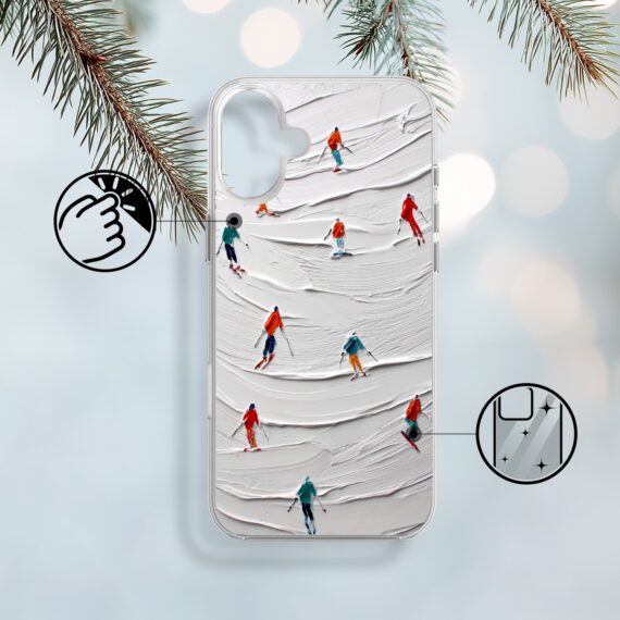 Etui do iPhone 17 z MagSafe, Zimowa Magia, Narciarski obraz, przeźroczyste 17-1