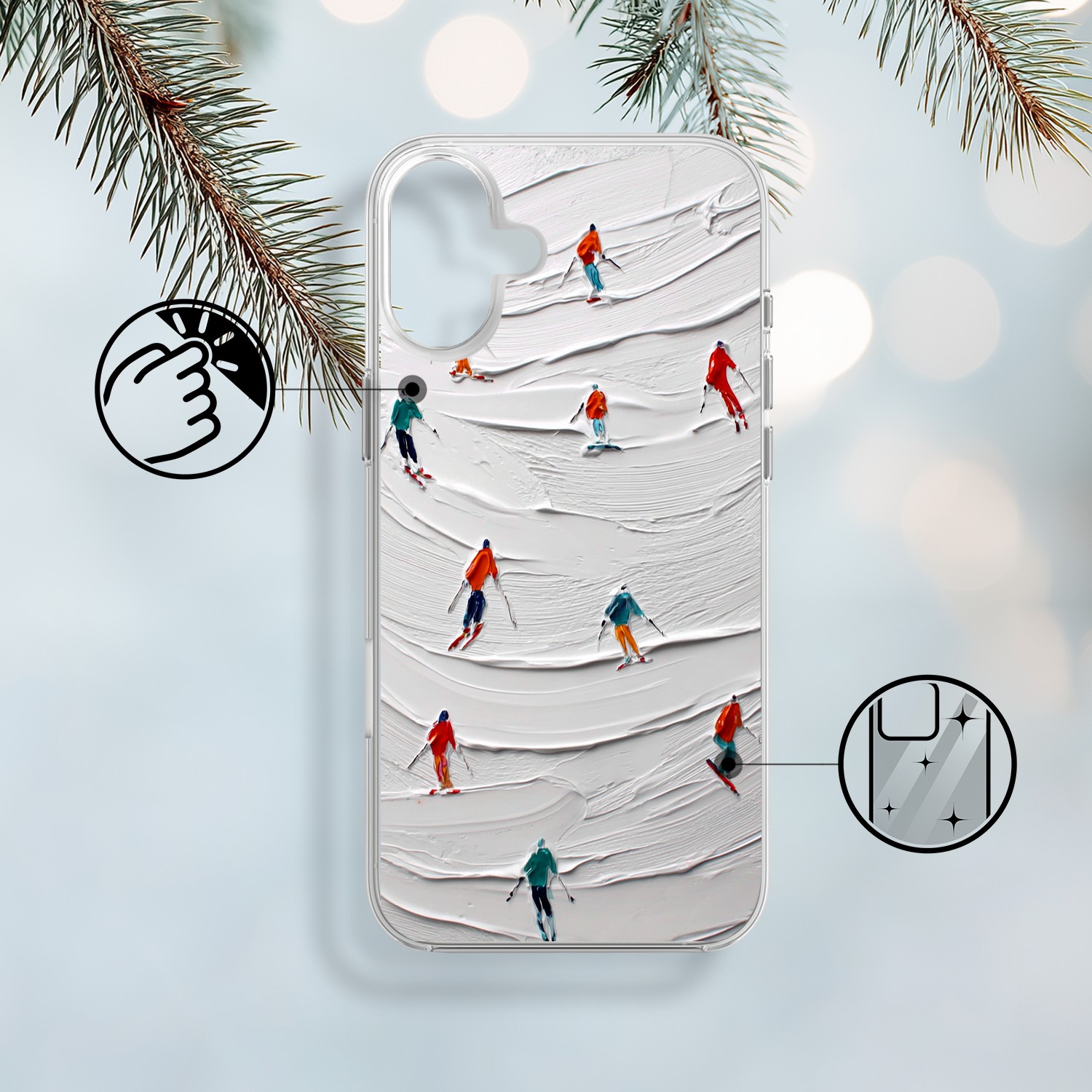 Etui do iPhone 17 z MagSafe, Zimowa Magia, Narciarski obraz, przeźroczyste 17-1