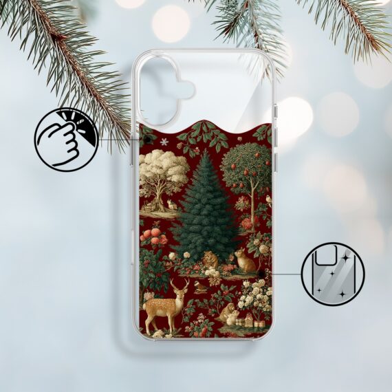 Etui do iPhone 17 z MagSafe, Zimowa Magia, Świąteczny las, przeźroczyste 17-1