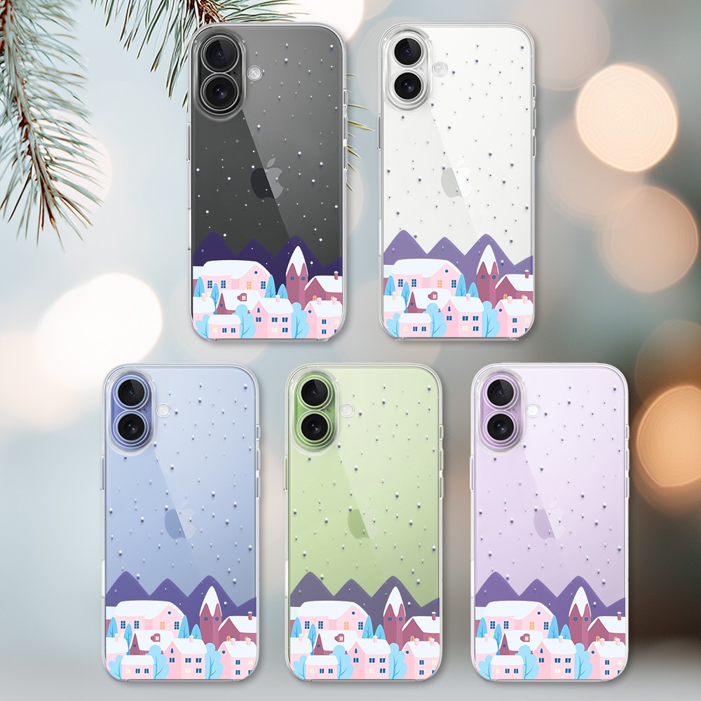 Etui do iPhone 17, zimowa osada, przeźroczyste 17-2
