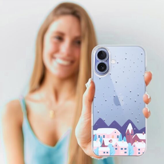Etui do iPhone 17, zimowa osada, przeźroczyste 17-4