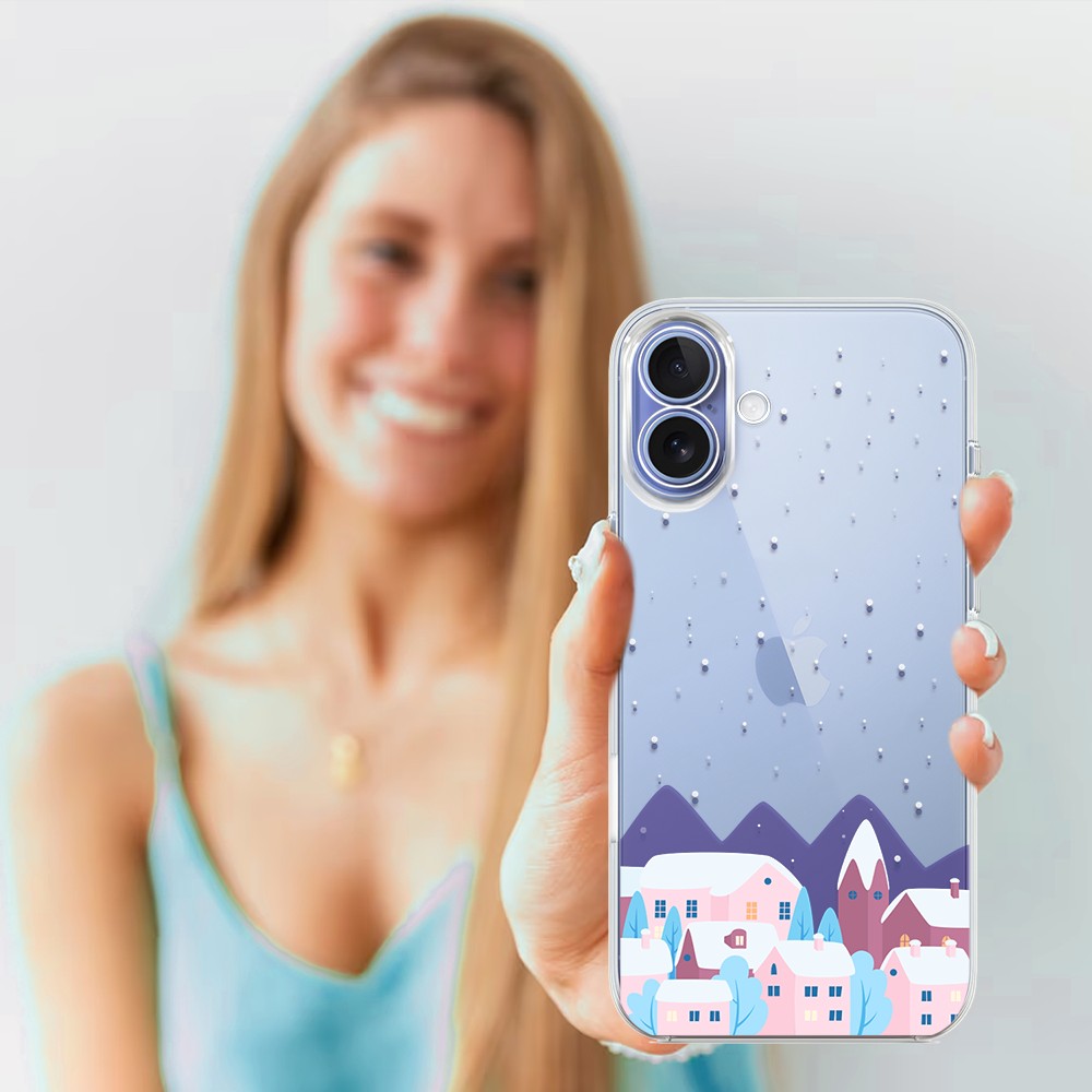 Etui do iPhone 17, zimowa osada, przeźroczyste 17-4