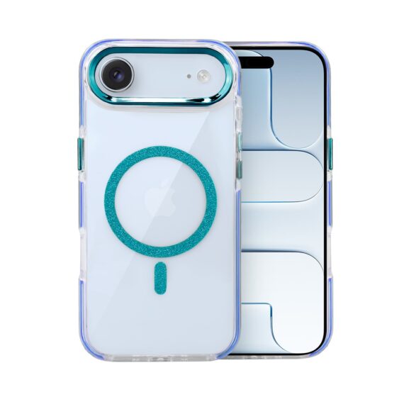 Etui do iPhone Air Glitter Shine, przeźroczyste, brokatowe z MagSafe, niebieskie (6)