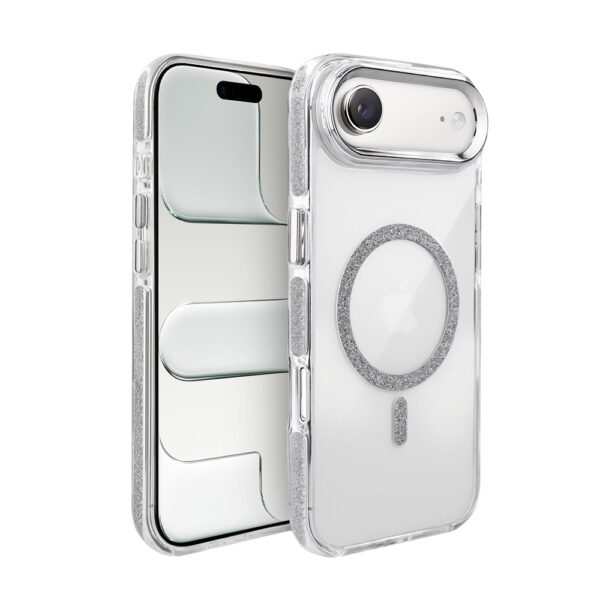 Etui do iPhone Air Glitter Shine, przeźroczyste, brokatowe z MagSafe, srebrne