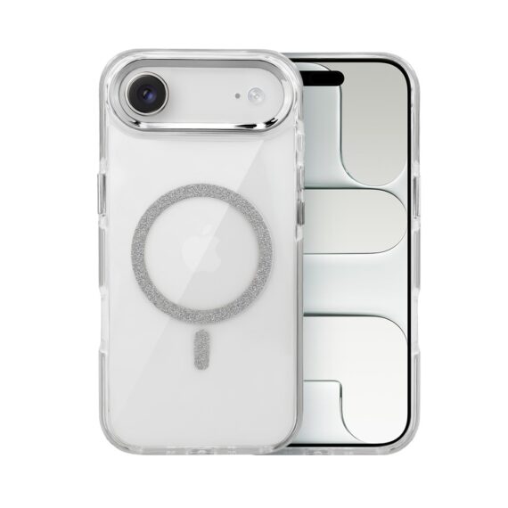 Etui do iPhone Air Glitter Shine, przeźroczyste, brokatowe z MagSafe, srebrne (2)