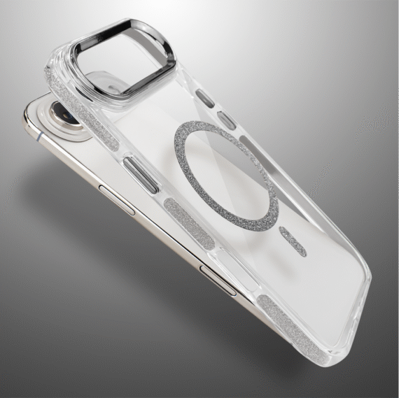 Etui do iPhone Air Glitter Shine, przeźroczyste, brokatowe z MagSafe, srebrne (9)