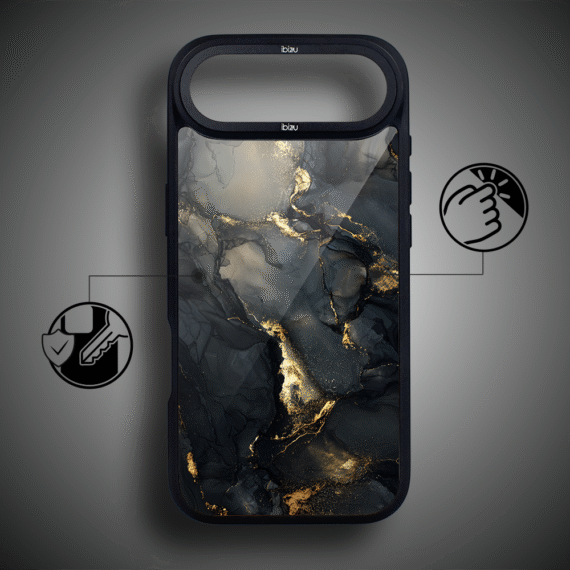 Etui do iPhone Air IBIZU DropGuard Matt z MagSafe, Ethereal Essence, Czarny diament ze złotemAIR_DM-5