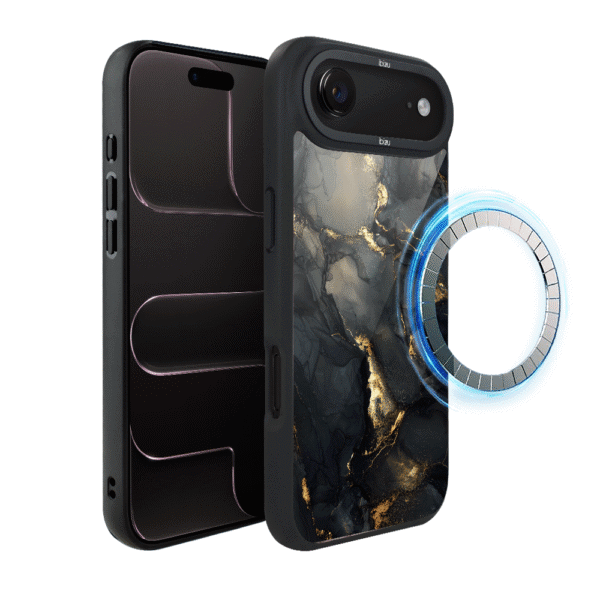 Etui do iPhone Air IBIZU DropGuard Matt z MagSafe, Ethereal Essence, Czarny diament ze złotem