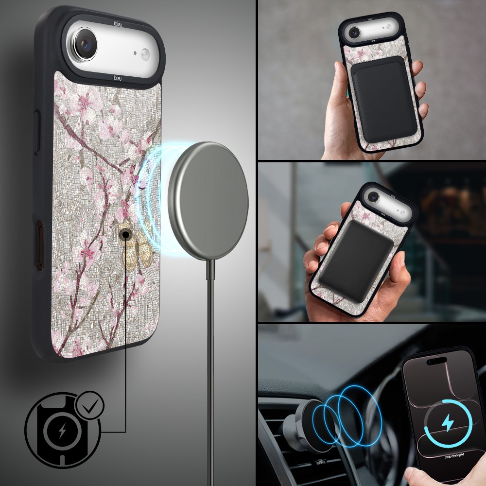 Etui do iPhone Air IBIZU DropGuard Matt z MagSafe, Modern Classics, Mozaika kwitnącej wiśni AIR_DM-4