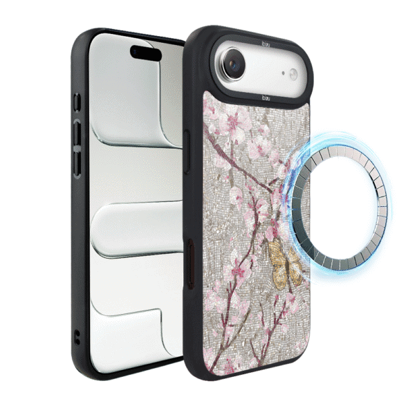 Etui do iPhone Air IBIZU DropGuard Matt z MagSafe, Modern Classics, Mozaika kwitnącej wiśni
