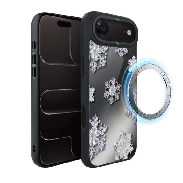 Etui do iPhone Air IBIZU DropGuard Matt z MagSafe, Zimowa magia, Królewskie płatki śniegu