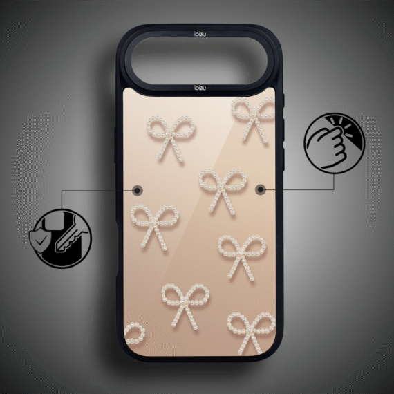 Etui do iPhone Air IBIZU DropGuard Matt z MagSafe, Zimowa magia, Perłowe kokardki AIR_DM-5