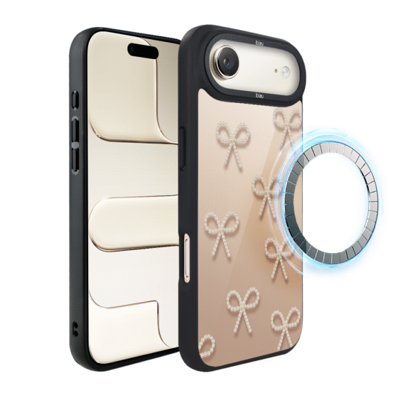 Etui do iPhone Air IBIZU DropGuard Matt z MagSafe, Zimowa magia, Perłowe kokardki AIR_DM-6