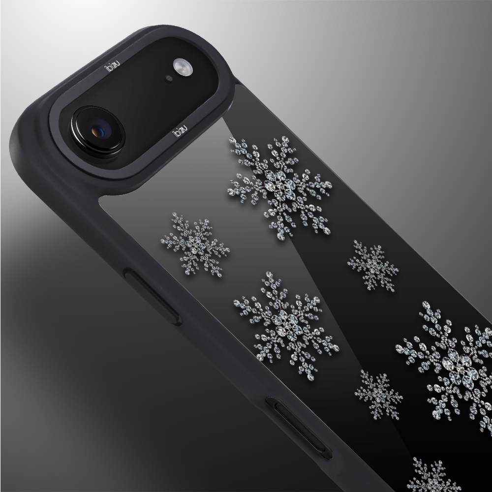 Etui do iPhone Air IBIZU DropGuard Matt z MagSafe, Zimowa magia, Płatki śniegu na czarnym lustrze AIR_DM-3