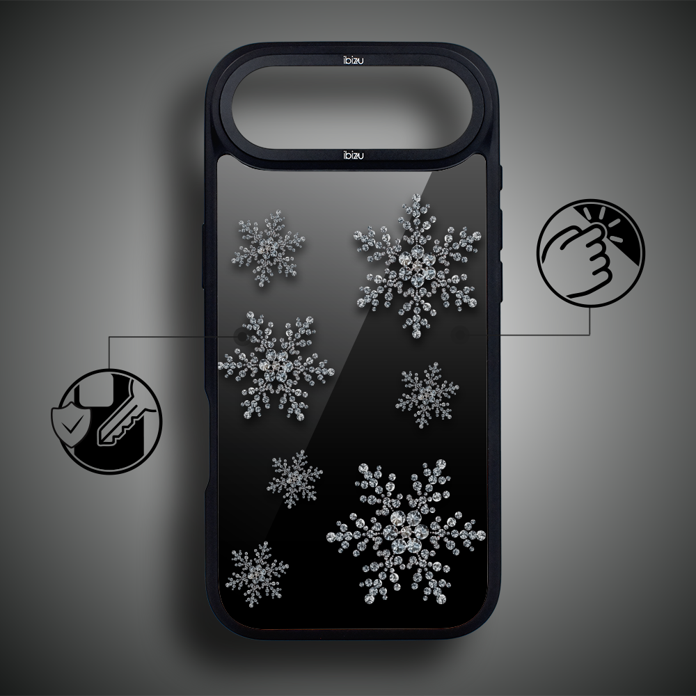 Etui do iPhone Air IBIZU DropGuard Matt z MagSafe, Zimowa magia, Płatki śniegu na czarnym lustrze AIR_DM-5