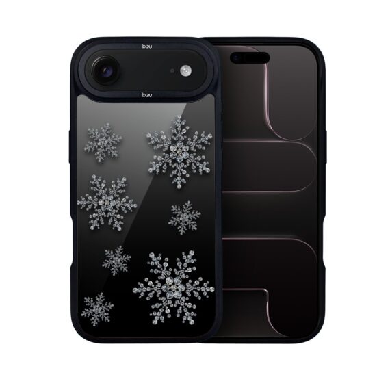 Etui do iPhone Air IBIZU DropGuard Matt z MagSafe, Zimowa magia, Płatki śniegu na czarnym lustrze AIR_DM-7