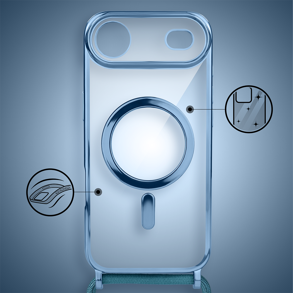 Etui do iPhone Air Magsafe Slim Crossbody, jak torebka, niebieskie (5)