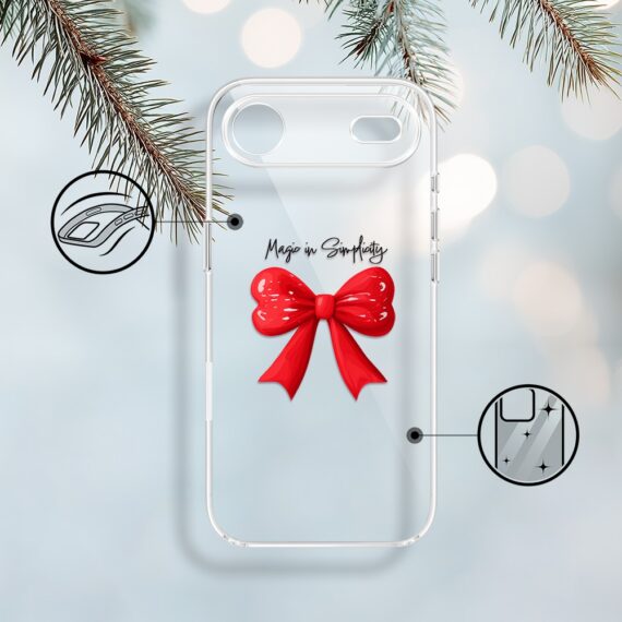 Etui do iPhone Air, Przytulne święta, Czerwona kokarda, przeźroczyste 17Air-1