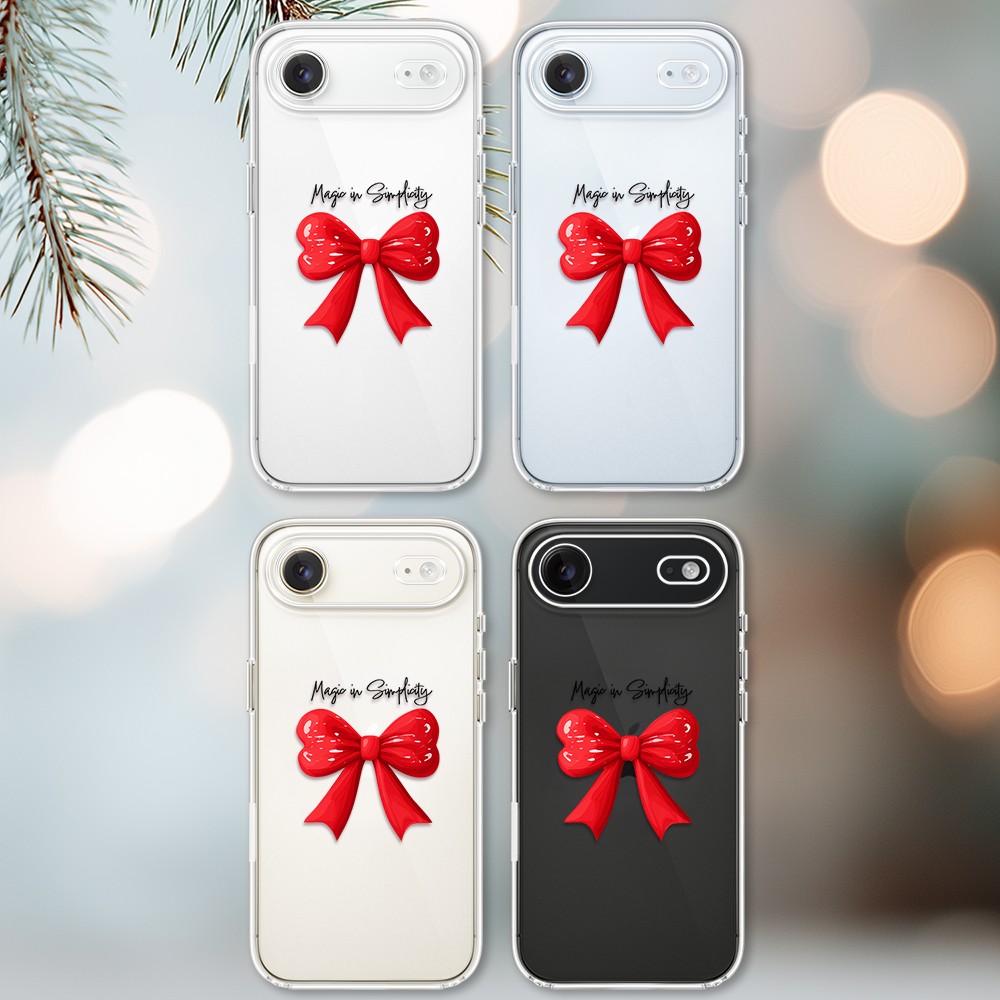 Etui do iPhone Air, Przytulne święta, Czerwona kokarda, przeźroczyste 17Air-2