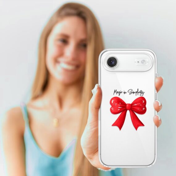 Etui do iPhone Air, Przytulne święta, Czerwona kokarda, przeźroczyste 17Air-4