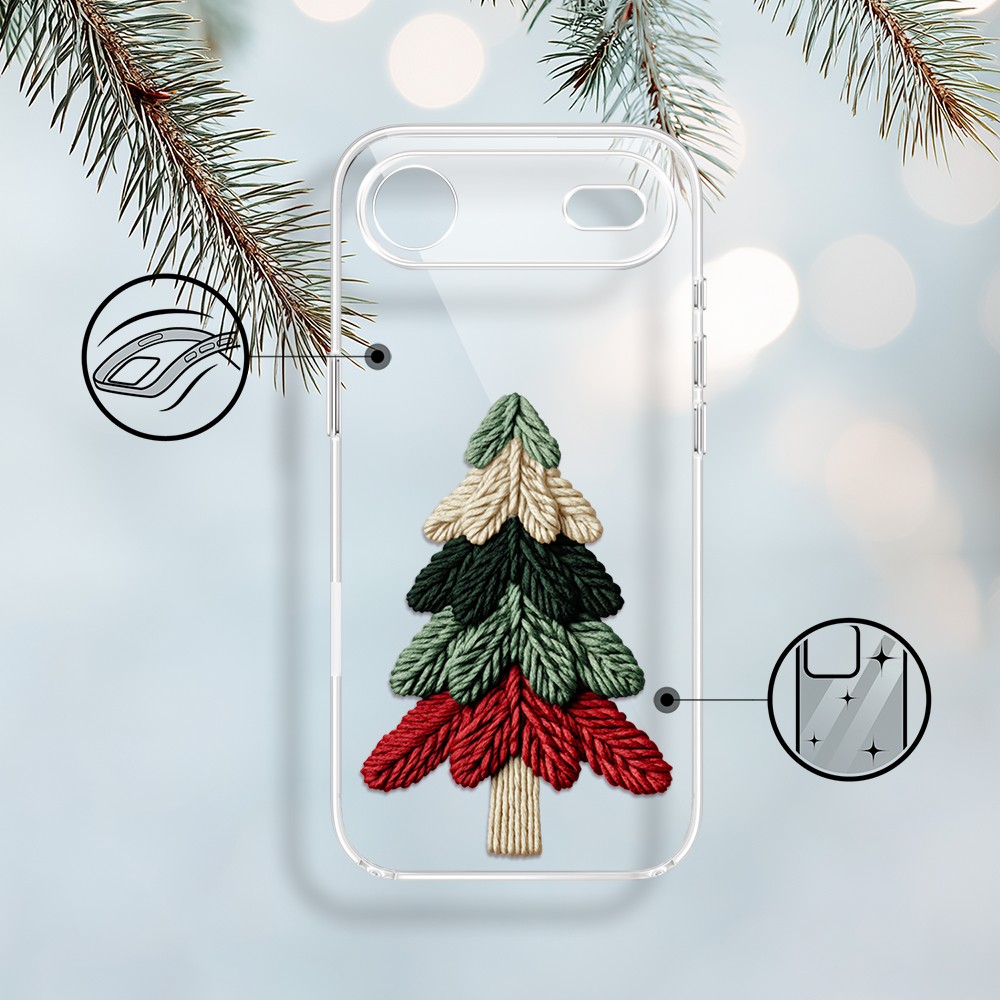 Etui do iPhone Air, Przytulne święta, Dziana choinka, przeźroczyste Przytulne święta, Dziana choinka, przeźroczyste 17Air-1