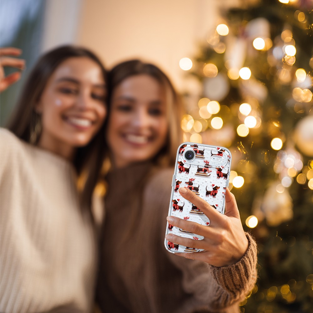 Etui do iPhone Air, Przytulne święta, Jamniki na saniach, przeźroczyste 17Air-5