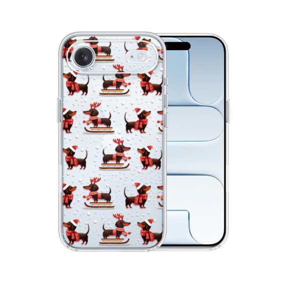Etui do iPhone Air, Przytulne święta, Jamniki na saniach, przeźroczyste 17Air