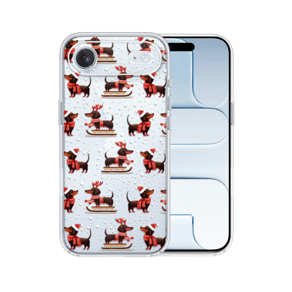 Etui do iPhone Air, Przytulne święta, Jamniki na saniach, przeźroczyste