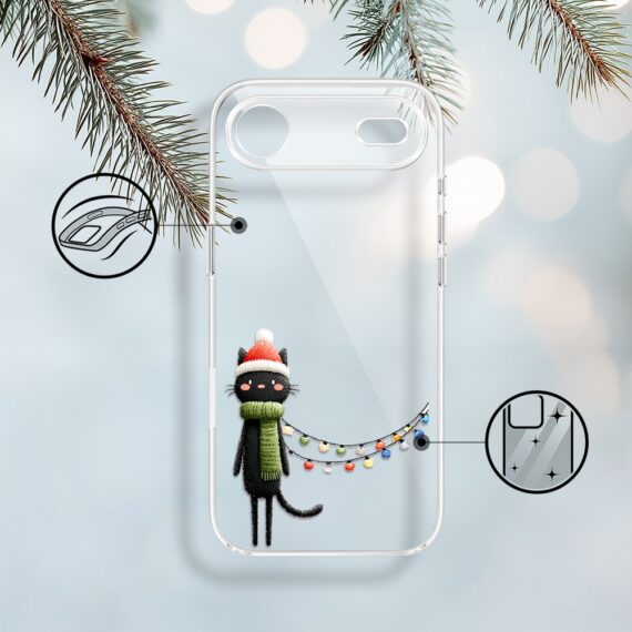 Etui do iPhone Air, Przytulne święta, Kot przebrany za elfa, przeźroczyste 17Air-1