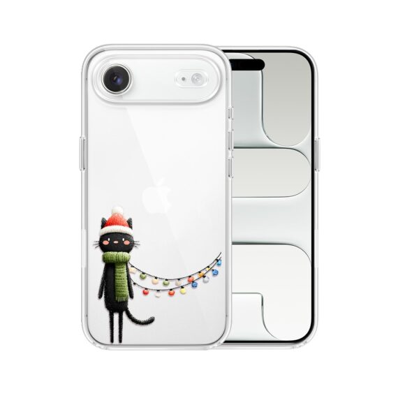 Etui do iPhone Air, Przytulne święta, Kot przebrany za elfa, przeźroczyste 17Air