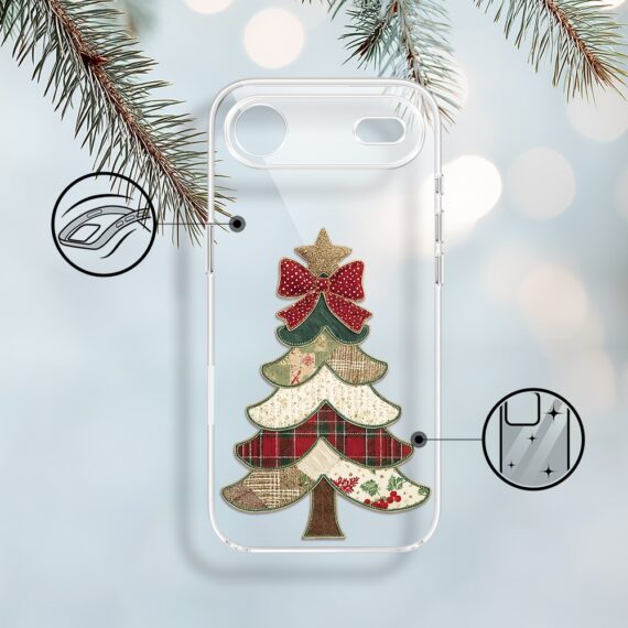 Etui do iPhone Air, Przytulne święta, Kraciasta choinka, przeźroczyste17Air-1