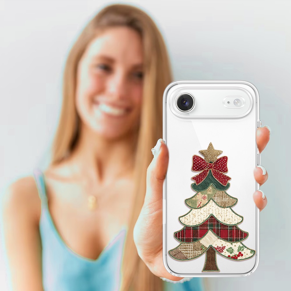 Etui do iPhone Air, Przytulne święta, Kraciasta choinka, przeźroczyste17Air-4