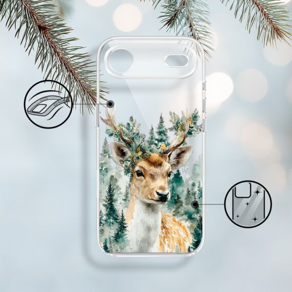 Etui do iPhone Air, Przytulne święta, Leśny Jelonek, przeźroczyste 17Air-1