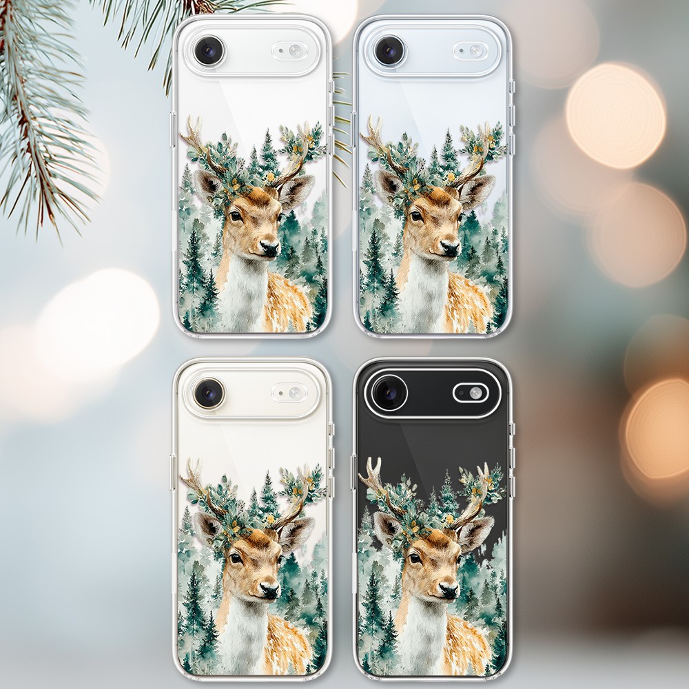 Etui do iPhone Air, Przytulne święta, Leśny Jelonek, przeźroczyste 17Air-2