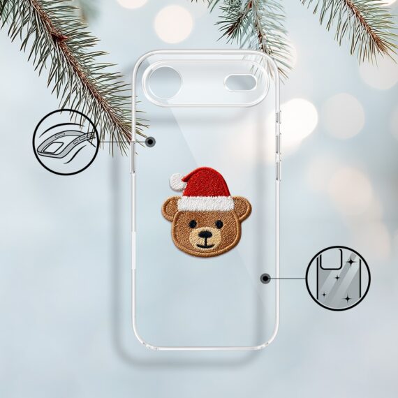 Etui do iPhone Air, Przytulne święta, Miś Mikołajek, przeźroczyste 17Air-1