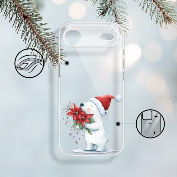 Etui do iPhone Air, Przytulne święta, Miś świąteczny, przeźroczyste 17Air-1