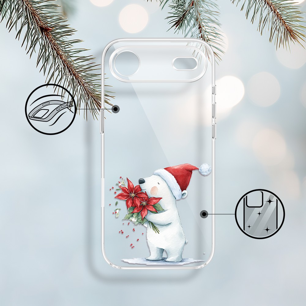 Etui do iPhone Air, Przytulne święta, Miś świąteczny, przeźroczyste 17Air-1