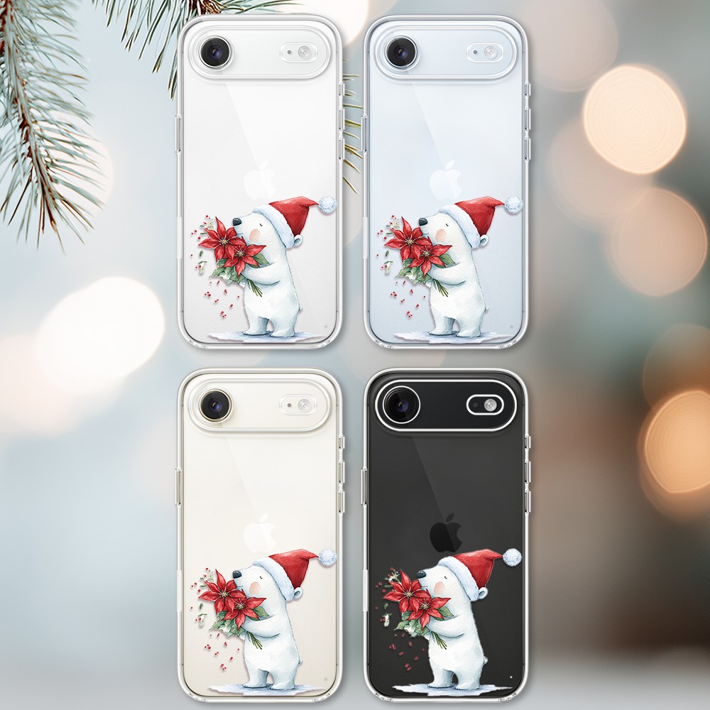 Etui do iPhone Air, Przytulne święta, Miś świąteczny, przeźroczyste 17Air-2