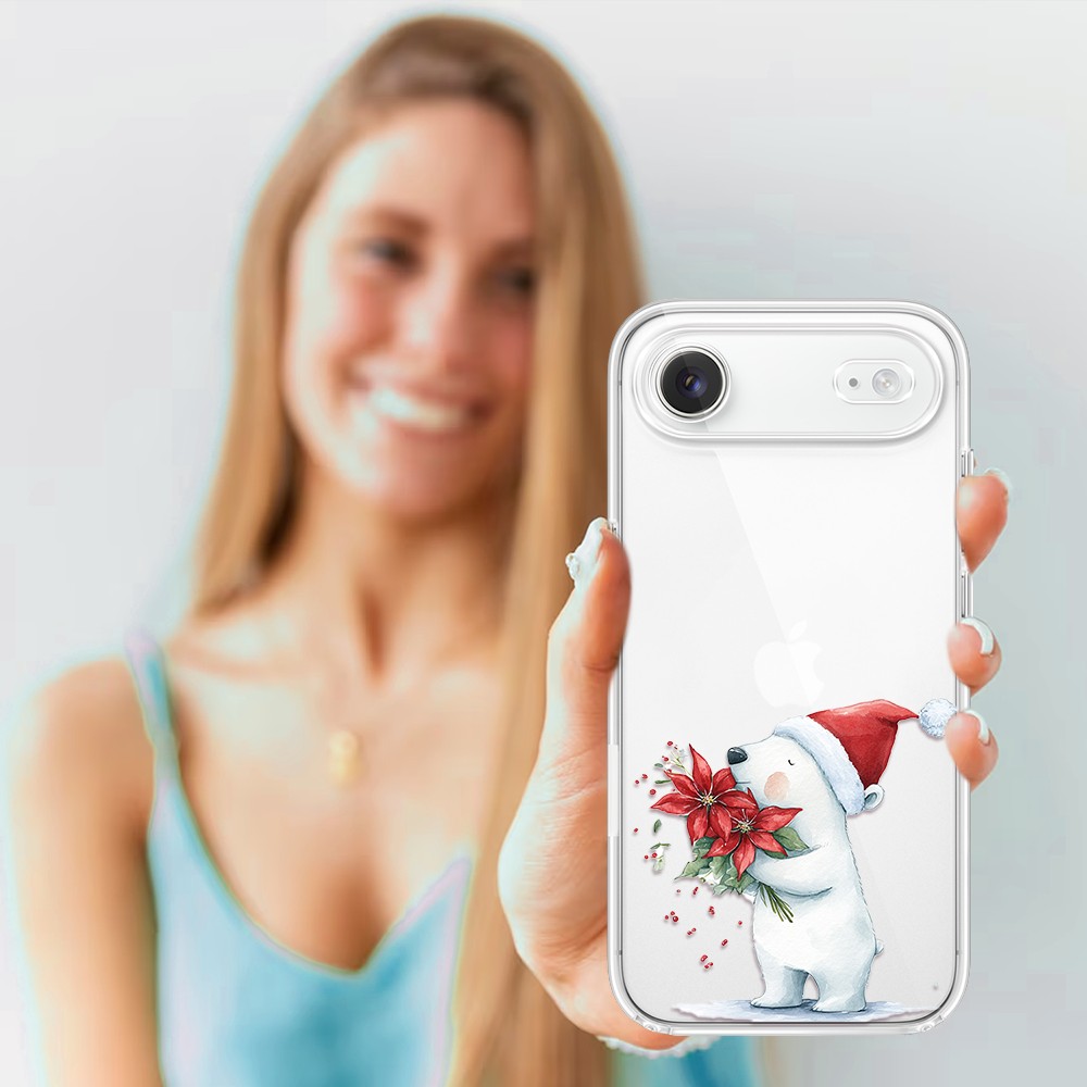 Etui do iPhone Air, Przytulne święta, Miś świąteczny, przeźroczyste 17Air-4