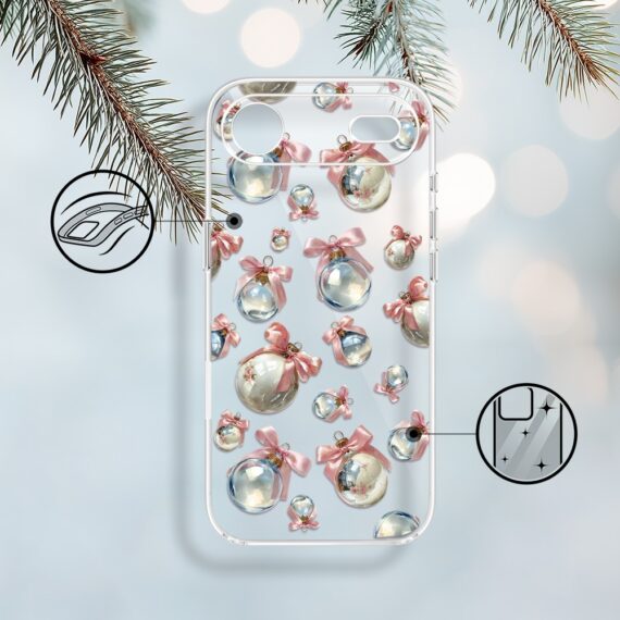 Etui do iPhone Air, Przytulne święta, Pastelowe bombki, przeźroczyste 17Air-1
