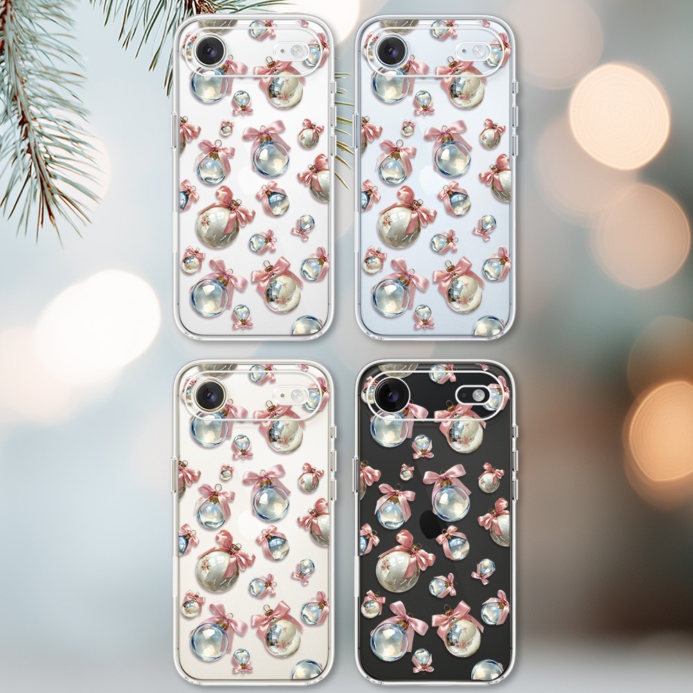 Etui do iPhone Air, Przytulne święta, Pastelowe bombki, przeźroczyste 17Air-2